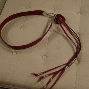 Elegant Red Leather Belt with Tassels